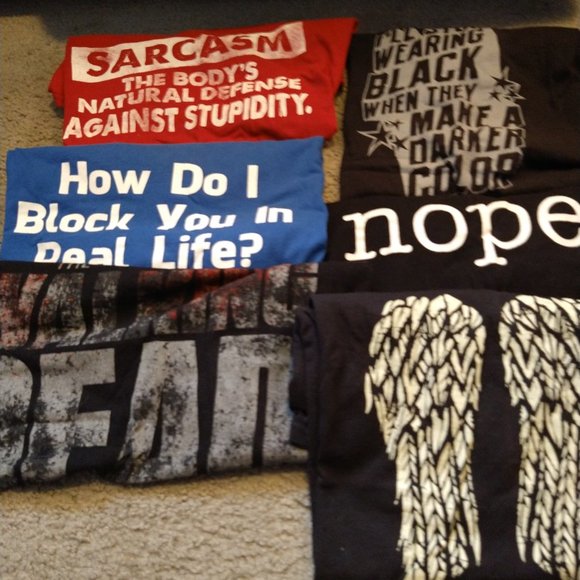 Misc Other - VERY AWESOME BUNDLE 6 CHARACTER TSHIRTS - WALKING DEAD/NOPE/SARCASM/BLOCK - SZXL
